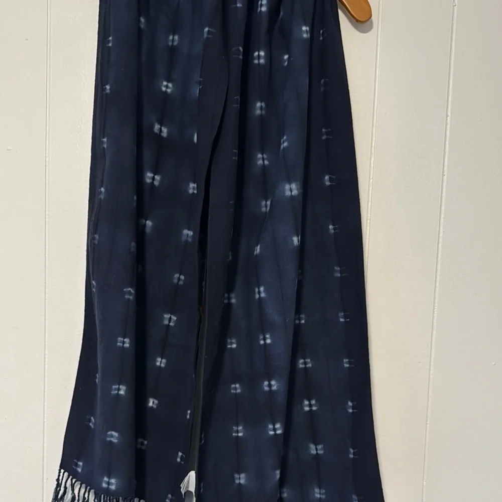 Navy Blue Patterned Scarf